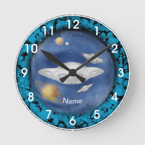 Alien Gray Spaceship custom name  Clock