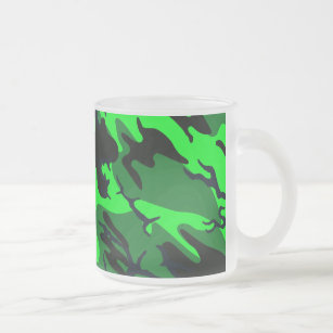Alien Green Camo Frosted Glass Coffee Mug