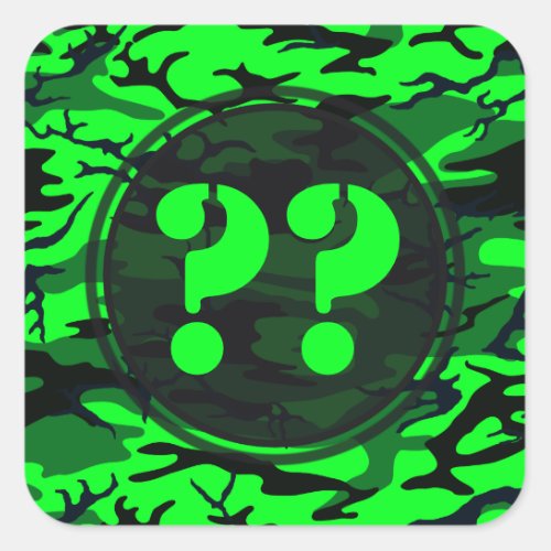 Alien Green Camo w Custom Symbols Square Sticker