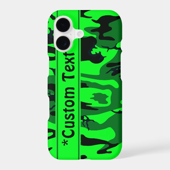 Alien Green Camo w/ Custom Text Iphone Case (Back)