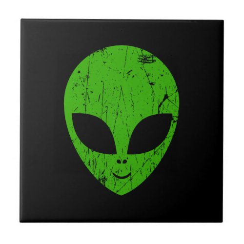 alien green head ufo science fiction extraterrestr ceramic tile