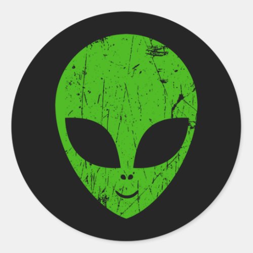 alien green head ufo science fiction extraterrestr classic round sticker