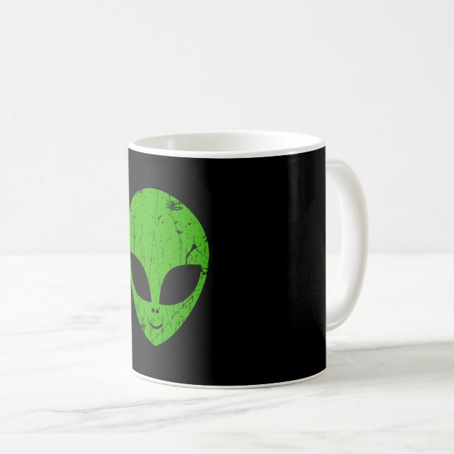 alien green head ufo science fiction extraterrestr coffee mug (Front Right)