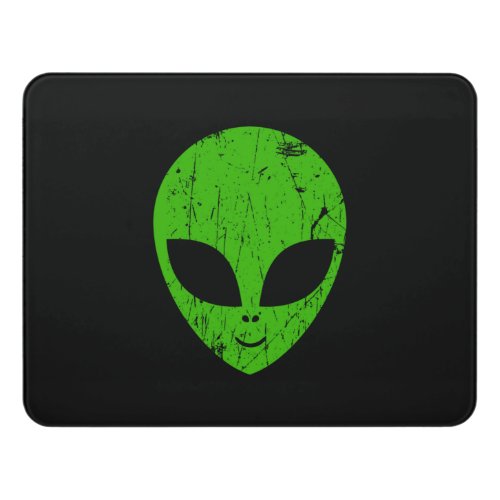 alien green head ufo science fiction extraterrestr door sign