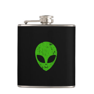 alien green head ufo science fiction extraterrestr flask