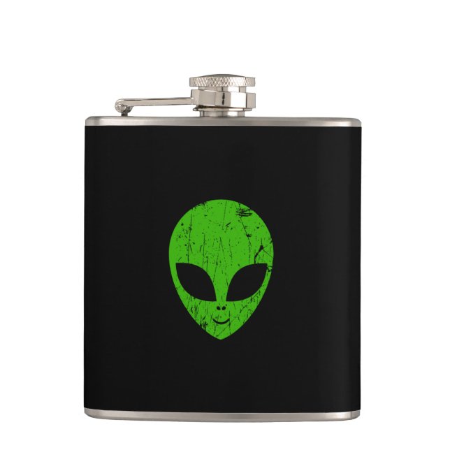 alien green head ufo science fiction extraterrestr flask (Front)