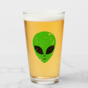 alien green head ufo science fiction extraterrestr glass