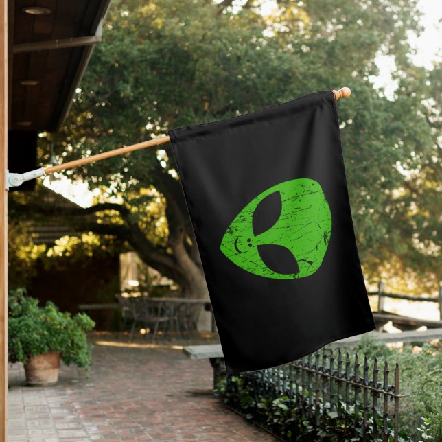 alien green head ufo science fiction extraterrestr house flag (In SItu)