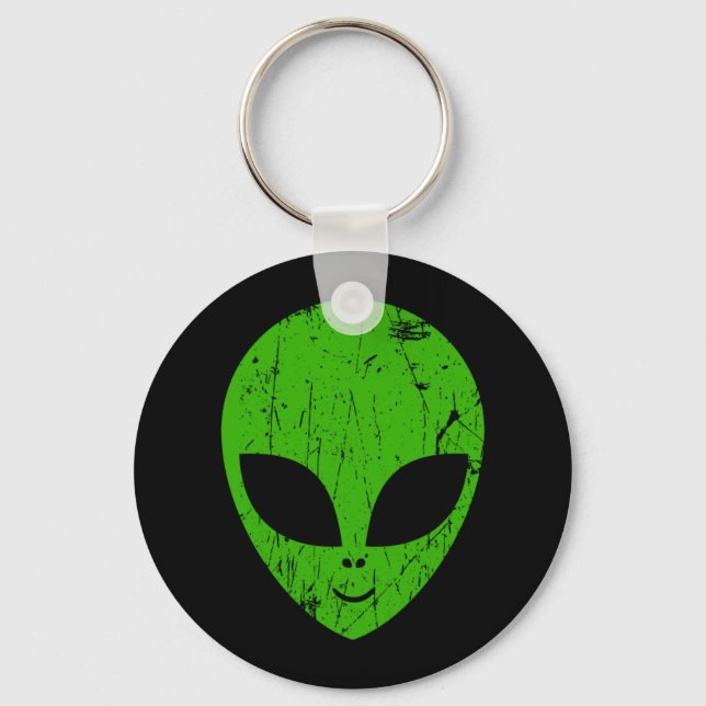 alien green head ufo science fiction extraterrestr keychain (Front)