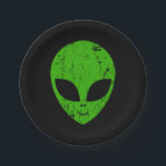alien green head ufo science fiction extraterrestr paper plates<br><div class="desc">alien green head ufo science fiction extraterrestrial grunge smile face</div>