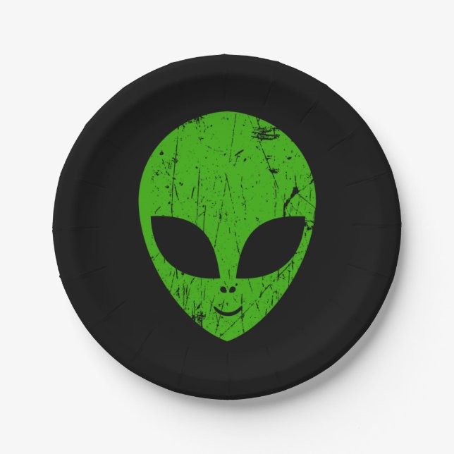 alien green head ufo science fiction extraterrestr paper plates (Front)