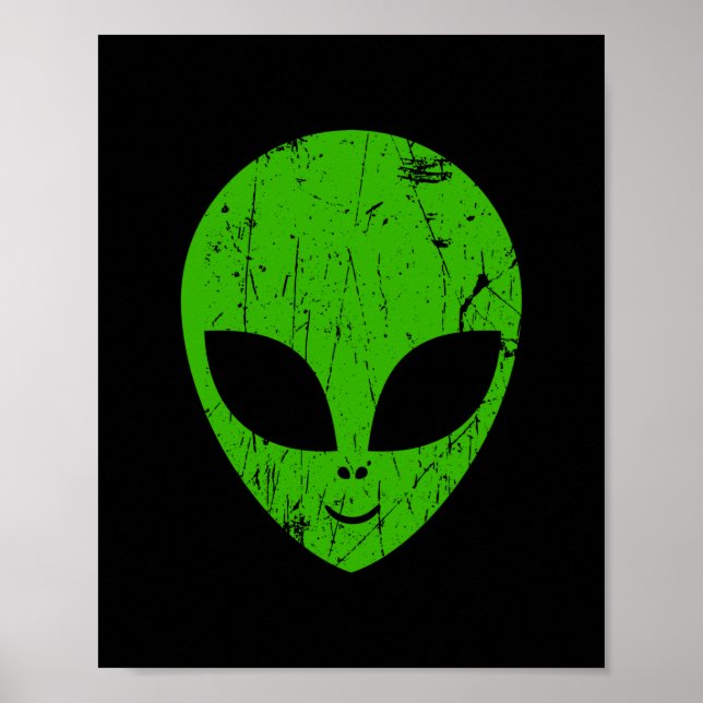 alien green head ufo science fiction extraterrestr poster (Front)