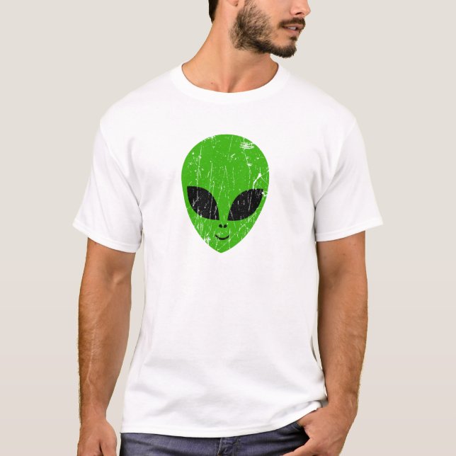alien green head ufo science fiction extraterrestr T-Shirt (Front)
