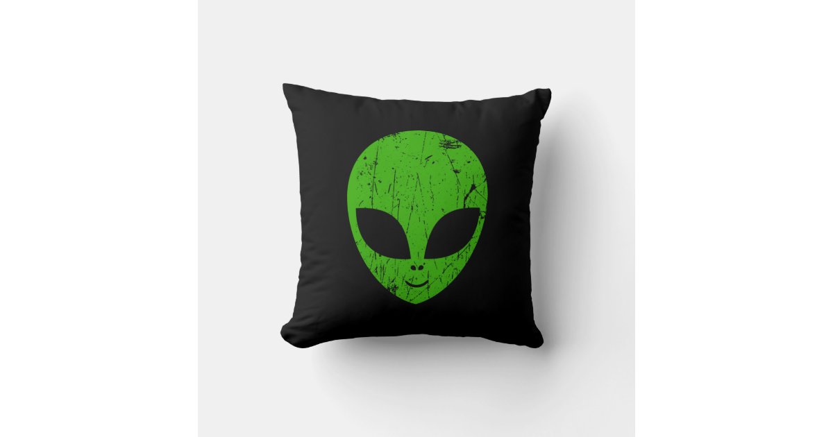 alien green head ufo science fiction extraterrestr throw pillow | Zazzle