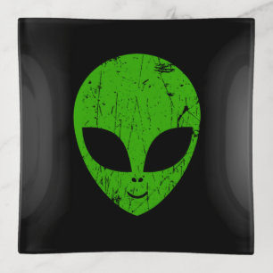 alien green head ufo science fiction extraterrestr trinket tray