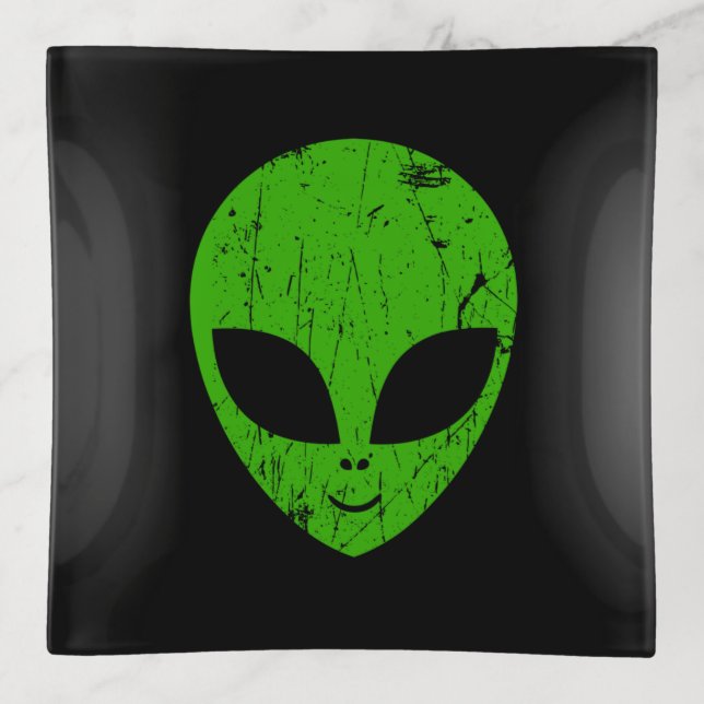 alien green head ufo science fiction extraterrestr trinket tray (Front)
