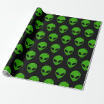 alien green head ufo science fiction extraterrestr wrapping paper<br><div class="desc">alien green head ufo science fiction extraterrestrial grunge smile face</div>