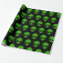 alien green head ufo science fiction extraterrestr wrapping paper