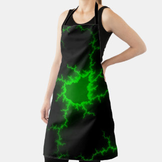 Alien Green Lightning Strikes in Pitch Black Apron