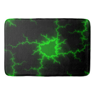 Alien Green Lightning Strikes in Pitch Black Bath Mat