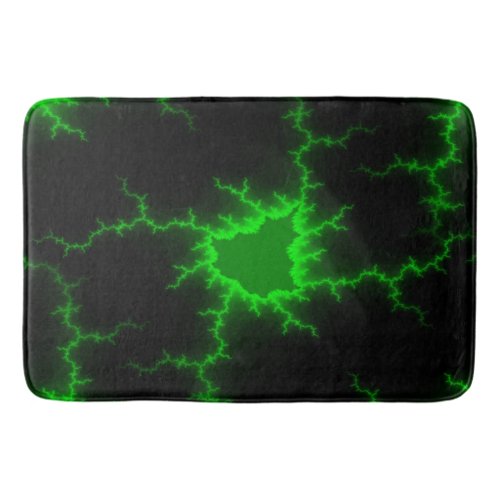 Alien Green Lightning Strikes in Pitch Black Bath Mat