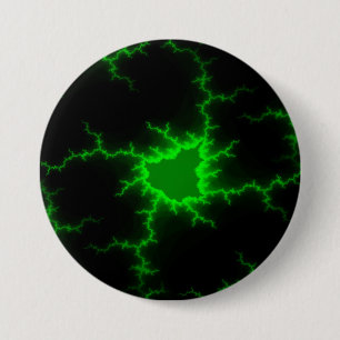 Alien Green Lightning Strikes in Pitch Black Button