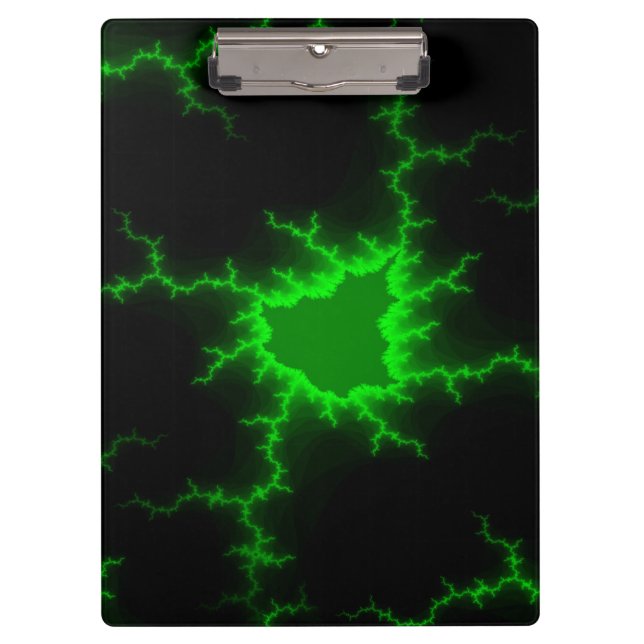 Alien Green Lightning Strikes in Pitch Black Clipboard (Front)