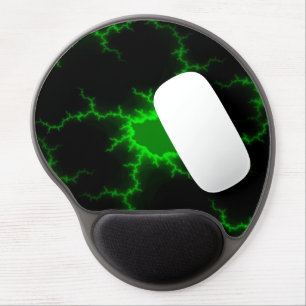 Alien Green Lightning Strikes in Pitch Black Gel Mouse Pad