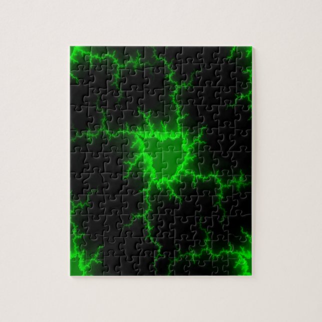 Alien Green Lightning Strikes in Pitch Black Jigsaw Puzzle (Vertical)