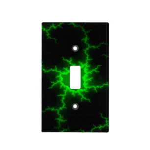 Alien Green Lightning Strikes in Pitch Black Light Switch Cover