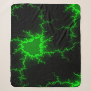 Alien Green Lightning Strikes in Pitch Black Sherpa Blanket