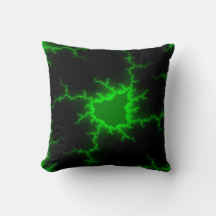 Alien Green Lightning Strikes in Pitch Black Throw Pillow