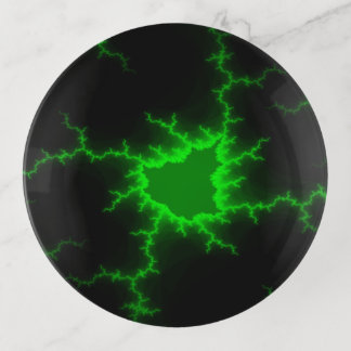 Alien Green Lightning Strikes in Pitch Black Trinket Tray