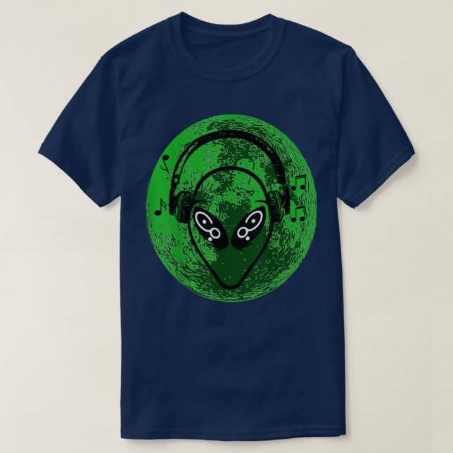 Alien Green Moon Music T-Shirt (Design Front)