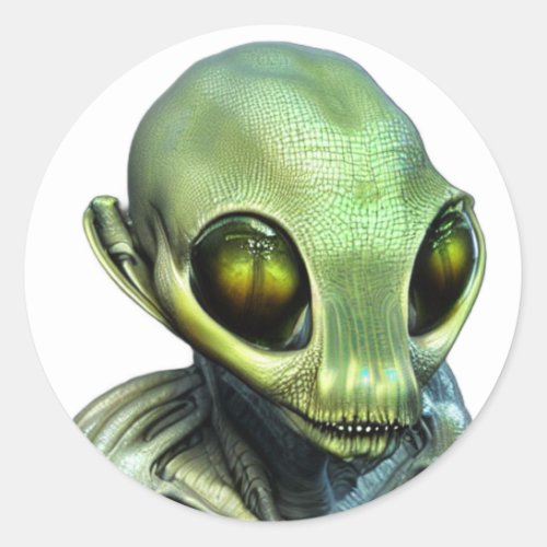 Alien Green scary  Classic Round Sticker