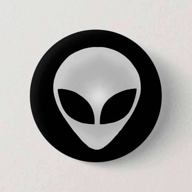 Alien Grey Head Pinback Button (Front)