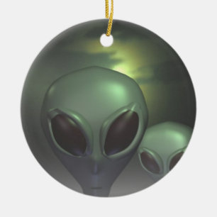 Alien greys ceramic ornament