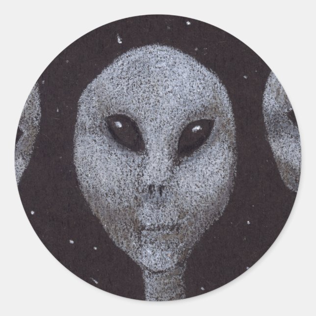 Alien Greys Classic Round Sticker (Front)