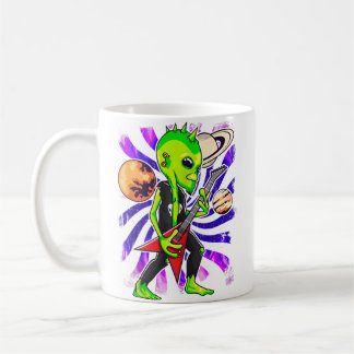 Alien Guitarist Playing Electric Guitar Ufo Rock M Coffee Mug