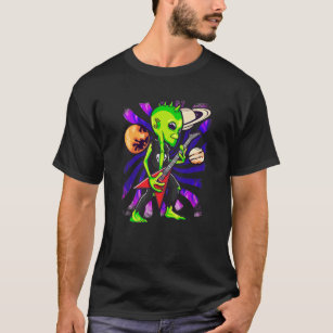 Alien Guitarist Playing Electric Guitar UFO Rock M T-Shirt