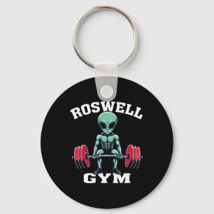 Alien Gym Funny Ufo Roswell Bodybuilding Fitness Keychain