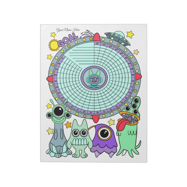 Alien Habit Tracker Custom Notepad (Rotated)