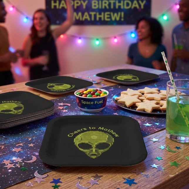 Alien Halftone Custom Text Gift Bag Paper Plates (Creator Uploaded)