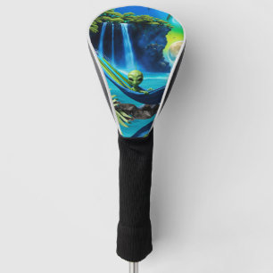 Alien Hammock on Beach Vacation Golf Head Cover