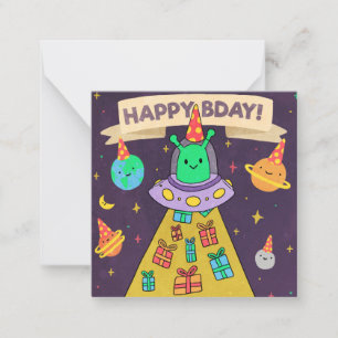 Alien Happy Birthday Note Card