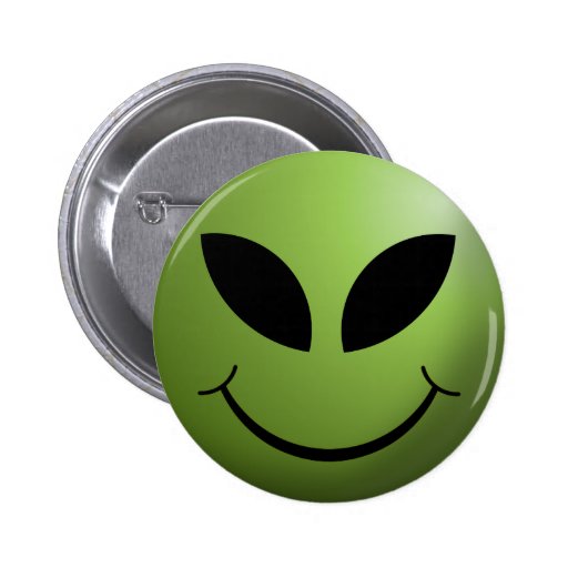 Alien Happy Smiley Face Button | Zazzle