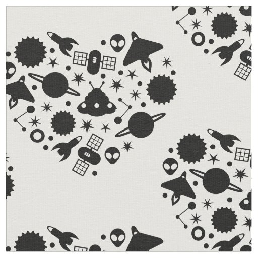 alien happy valentines day heart black fabric