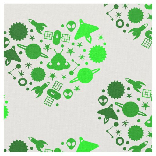 alien happy valentines day heart green fabric