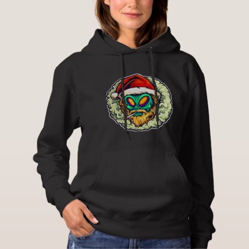 Alien hat santa weed smoking hoodie