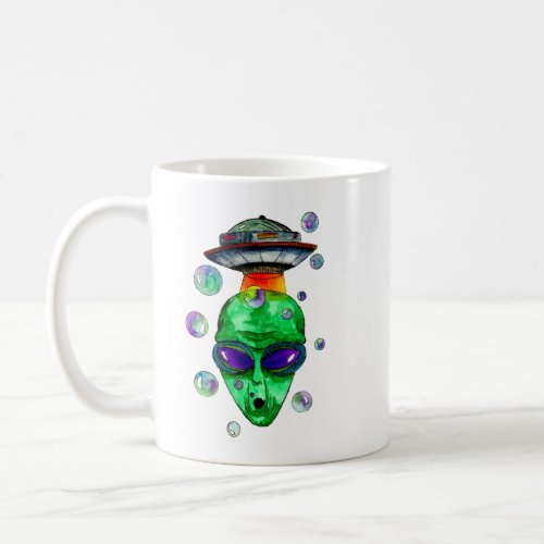 Alien Head and Bubbles Coffee Mug